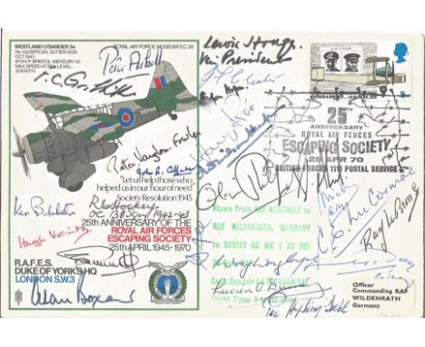 Twenty three WW2 escapers signed rare variety signed RAF Duke of Yorks Lysander RAF Escaping Society cover. Includes J Affeck