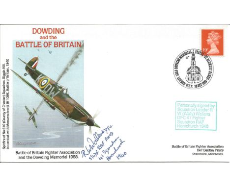 Battle of Britain World War Two cover signed by Sqn Ldr R. W. Wally Wallens DFC No. 41 F Sqn. Dowding and the Battle of Brita