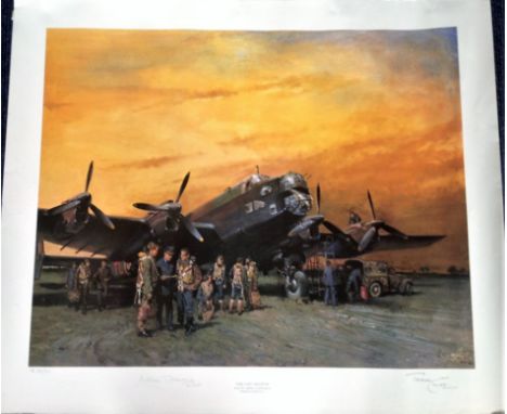 World war 2 aviation print. 24x29 coloured print The Last Halifax by the artist Terence Cuneo signed in pencil by the artist 