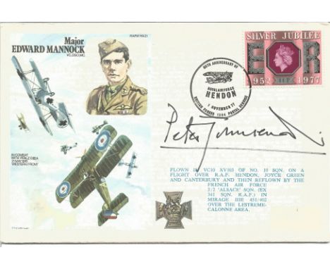 World War Two flown cover signed by Grp. Capt. Peter Townsend CVO, DSO, DFC Flying Ace, Equerry to King George VI 1944-1952 a