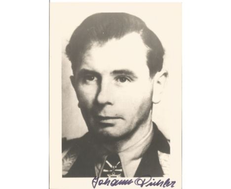 Johannes Pichler KC WW2 Luftwaffe ace signed 6 x 4 b w portrait photo. Good Condition. We combine postage on multiple winning