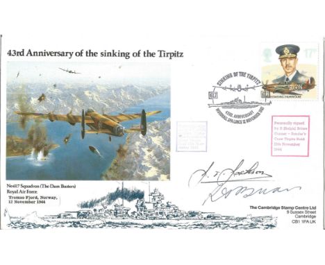 World War Two 43rd Anniversary of the sinking of the Tirpitz flown FDC signed by JT Jack Jackson navigator Hamiltons crew Tir