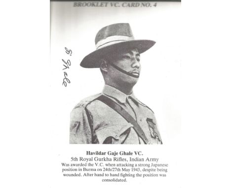 Havildar Gaje Ghale VC 5th Royal Gurkha Rifles Indian Army signed Brooklet card no 4. Good Condition. We combine postage on m