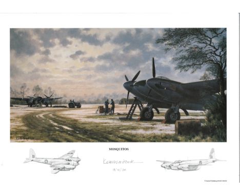 World war 2 aviation print. 16x12 coloured print Mosquitos pictured two Mosquito combat aircraft being readied for take-off s