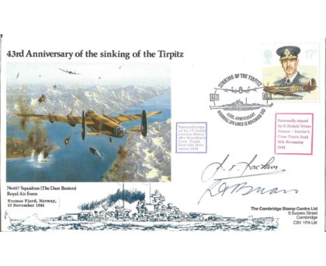 World War Two 43rd Anniversary of the sinking of the Tirpitz flown FDC signed by JT Jack Jackson navigator Hamiltons crew Tir