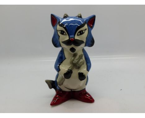 Lorna Bailey devil cat, no cracks or chips, H: 15 cm. UK P&amp;P Group 1 (£16+VAT for the first lot and £2+VAT for subsequent