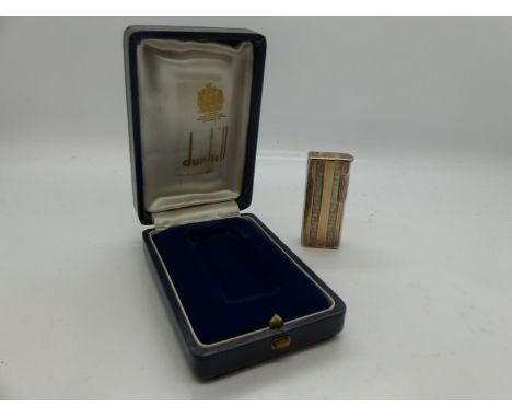 Dunhill gold plated lighter, boxed. UK P&amp;P Group 1 (£16+VAT for the first lot and £2+VAT for subsequent lots) 