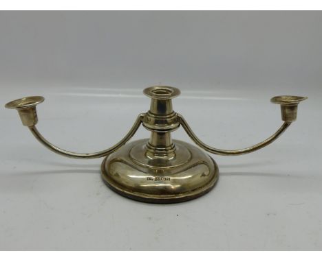 Hallmarked silver three sconce candelabra, Birmingham assay, L: 18 cm. UK P&amp;P Group 1 (£16+VAT for the first lot and £2+V