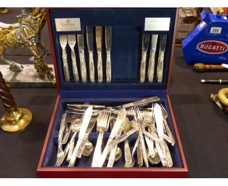 Viners fifty eight piece canteen of stainless steel cutlery, appears complete. UK P&amp;P Group 3 (£30+VAT for the first lot 