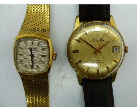 Ladies and gents boxed Montine wristwatches, working at lotting. UK P&amp;P Group 1 (£16+VAT for the first lot and £2+VAT for