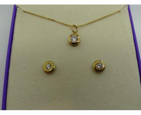 Debenhams 9ct gold stone set suite of jewellery, comprising a pendant necklace and pair of stud earrings, boxed, combined 1.4