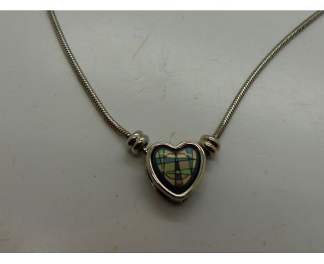 Michaela Frey Wien enamel set pendant necklace, L: 40cm. UK P&amp;P Group 1 (£16+VAT for the first lot and £2+VAT for subsequ