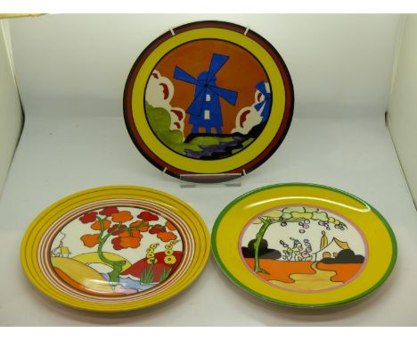 Three Wedgwood Clarice Cliff limited edition plates, no chips or cracks, D: 20cm, UK P&amp;P Group 2 (£20+VAT for the first l