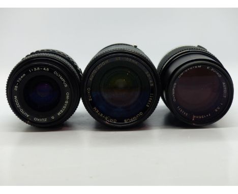 Olympus auto zoom 35-100m and a further 35-70 mm. UK P&amp;P Group 2 (£20+VAT for the first lot and £4+VAT for subsequent lot