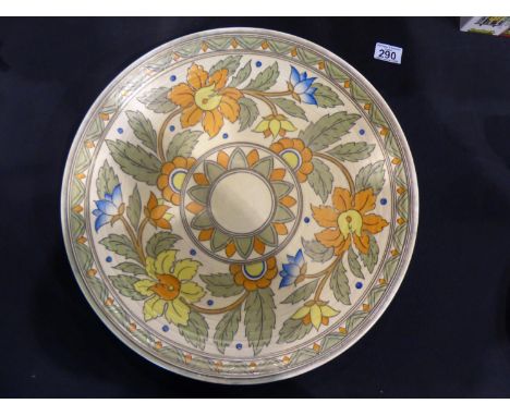 Large Charlotte Rhead charger, no chips or cracks, D: 45 cm. UK P&amp;P Group 3 (£30+VAT for the first lot and £8+VAT for sub