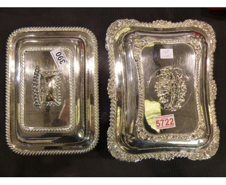 Two silver plated chafing dishes, largest L: 31 cm. UK P&amp;P Group 3 (£30+VAT for the first lot and £8+VAT for subsequent l