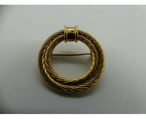 Hallmarked gold brooch, hallmark indistinct, D: 24 mm, 8.3g. UK P&amp;P Group 0 (£6+VAT for the first lot and £1+VAT for subs