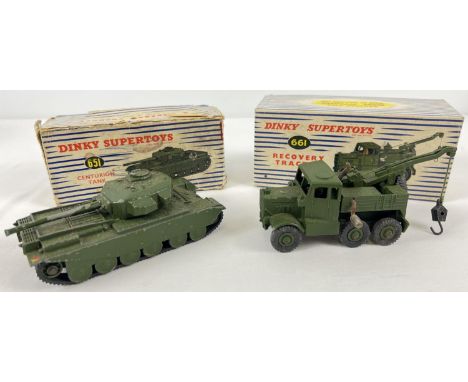 A vintage Dinky Supertoys 661 Recovery Tractor by Meccano Ltd. Complete with original box. Together with a boxed Dinky Supert