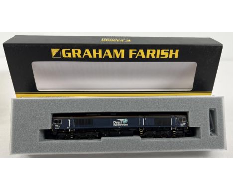 A boxed&nbsp;1:148 scale, N gauge Graham Farish 371-397 Class 66 Diesel 66434 Direct Rail Services Blu Compass locomotive. Co