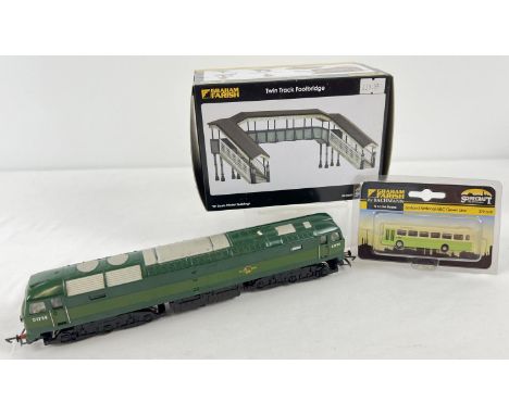 An unboxed Hornby R863 BR Green Class 47 diesel locomotive together with an N Gauge Graham Farish by Bachmann Leyland Nationa