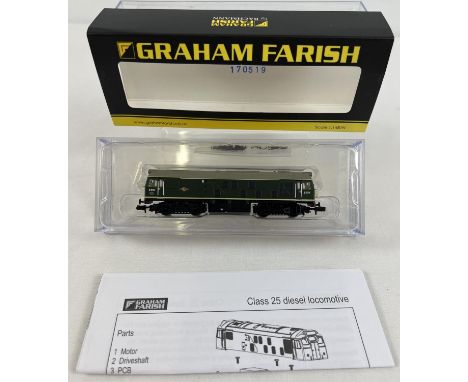 A boxed model railway&nbsp;1:148 scale, N gauge Graham Farish by Bachmann 371-085A Class 25/1 D5177 BR Green Late Crest Diese