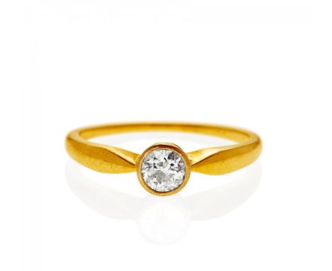 DIAMANT-RING. Deutschland. Um 1900. 585/- Gelbgold, Punze, Platin, Gesamtgewicht: ca. 3,5 g. EU-RM: 62. 1 Diamant im Alt-Schl