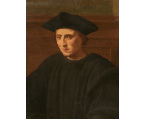 Florentiner Meister. 16. Jh.&nbsp;Portrait eines jungen Herren. In der Art des 16.Jh. Öl auf Holz. 61 x 50cm. Rahmen.  Voraus