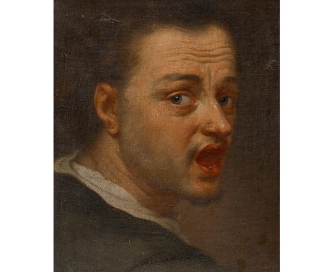 Italian Master - 2. H. 17. Jh. &nbsp; Study of a head. Oil on canvas. Laid down on card. 33.5 x 27cm. Framed. Verso: Handwrit