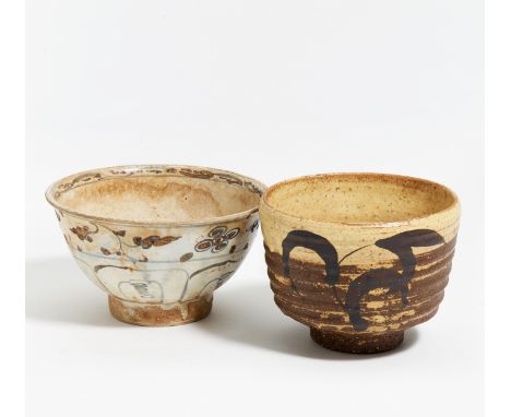 CHAWAN IN VIETNAMESE STYLE AND CHAWAN WITH LEAFY TWIG.  Vietnam and Japan. 16th and 20th c. a) Annam chawan with tendril and 