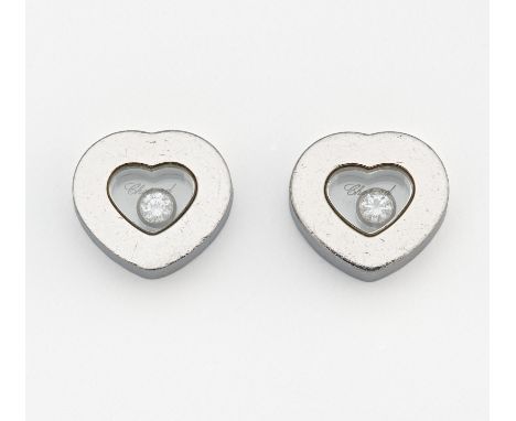CHOPARD. Happy Diamonds. Diamant-Ohrstecker. Schweiz. 750/- Weißgold, Punze, Gesamtgewicht: ca. 8,0 g. Ø ca. 1,0 cm. 2 kleine