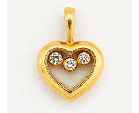 CHOPARDHappy Diamonds. Diamant-Anhänger. Schweiz. 750/- Gelbgold, Punze, Gesamtgewicht: ca. 3,0 g. 1,7 x 1,2 cm. 3 kleine Bri