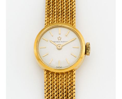 ETERNA MATIC. SchweizArmbanduhr. Handaufzug. 750/- Gelbgold, Zffbl. lackiert, bedruckt, Zeiger/Indizes golden. Gesamtgewicht:
