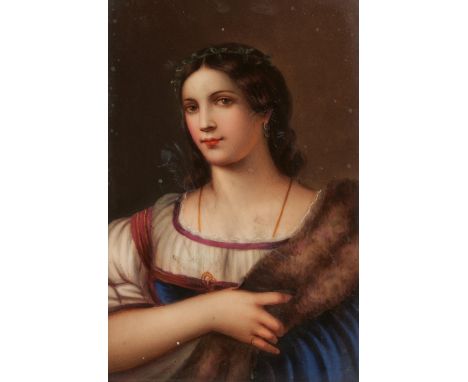 Italien. 19. Jh.&nbsp;Portrait einer Dame mit Pelzstola. Kopie nach dem Gemälde Sebastiano del Piombo von 1512, heute in den 