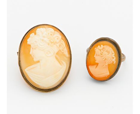 GEMMEN SET: ANHÄNGER UND RING. Silber, teils vergoldet, Gesamtgewicht: ca. 10,0 g. EU-RM: 55. Anhänger 3,4 x 2,6 cm. 2 geschn