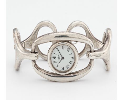 CHOPARD. Armbanduhr. Schweiz. Handaufzug. 925/- Silber, Zffbl. lackiert, bedruckt, Zeiger schwarz. Gesamtgewicht: 98,5 g. Län
