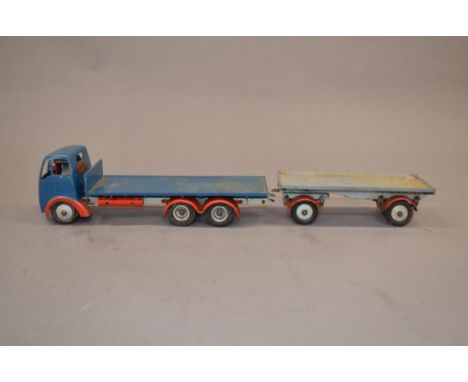 Rare vintage Shackleton toys 1950's blue Foden F G lorry with key and trailer 