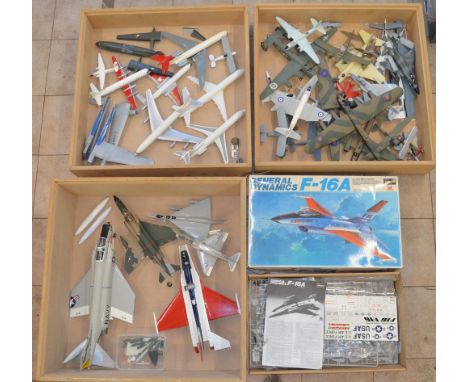 Various civil and military partly completed model kits for spares and repairs, including Halifax, Lancaster Bomber etc, model