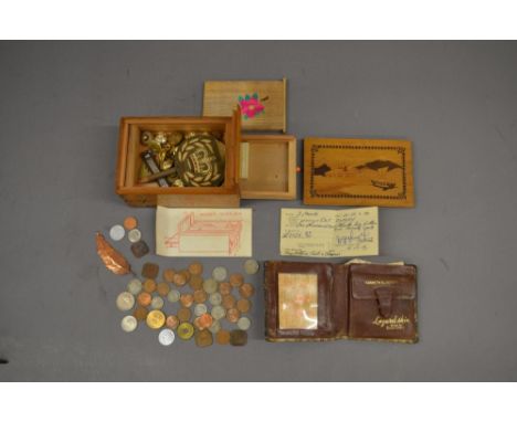 Vintage lizard skin wallet containing some army payslips and small collection of coins from Malaya, Borneo at the time of the