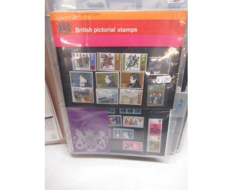 GB post office year packs 1968-80, other souvenir packs in maroon, and year pack album 