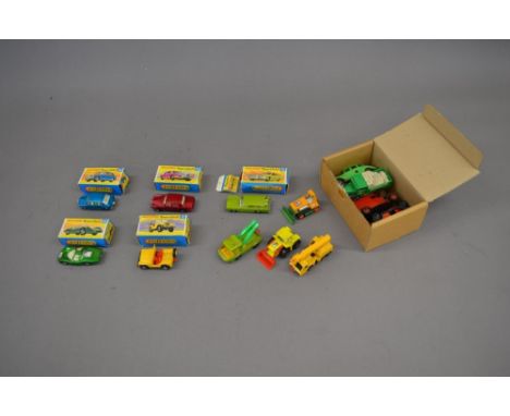 Number of matchbox superfast metal model cars and other miscellaneous vehicles including a vintage windup car key not present