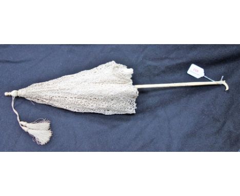 A 19TH CENTURY 'IVORY' AND LACE VINTAGE PARASOL