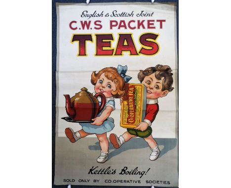 A CWS POSTER "CWS PACKET TEAS" only sold by Co-operative societies" circa 1920's, 73 cm high x 48 cm wide