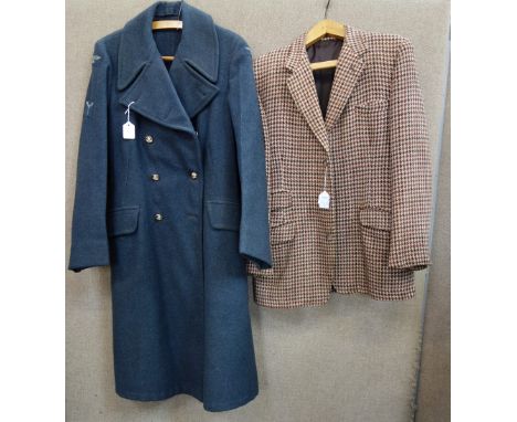 A VINTAGE RAF GREAT COAT and a Vintage Harris Tweed jacket (2)