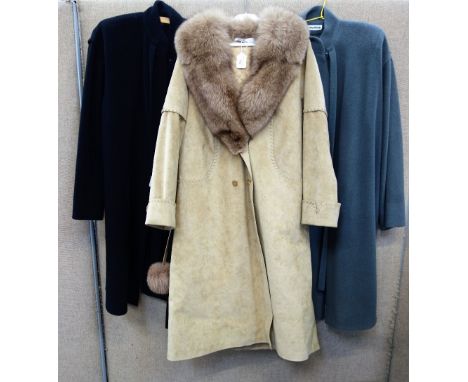 THE WHITE HOUSE NEW BOND STREET; A SUEDE COAT WITH FUR TRIM and two "Sonia Rykiel" long coats (3)