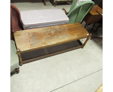 C20th wooden bench L136cm D43.2cm H41.5 