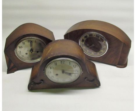1930's mantel clocks - Haller 1930's oak cased chiming clock, oak cased chiming mantel clock, walnut cased Westminster chimin