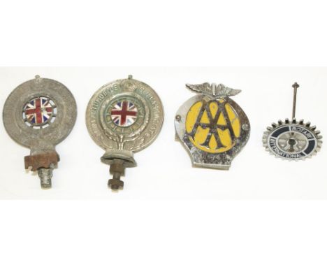 Four car badges, including two Royal Automobile Club Association badges, both H14cm, Rotary International badge, and an AA ba