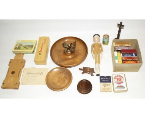 Vistascreen Weetabix promotional folding stereo viewer and cards, mid C20th Eastern European jointed wooden doll, turned wood