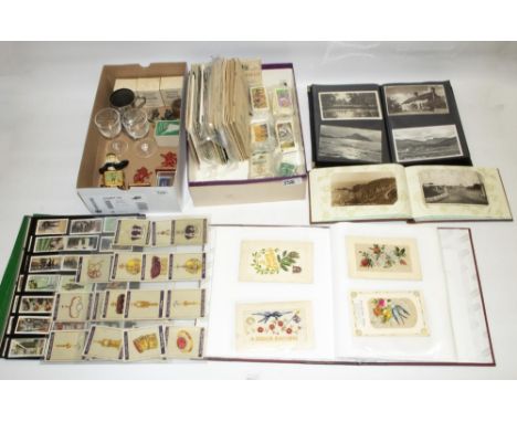 Pair of Lesney diecast advertising figures for Cameron's Brewery, H5.5cm, collection of cigarette cards, three postcard album
