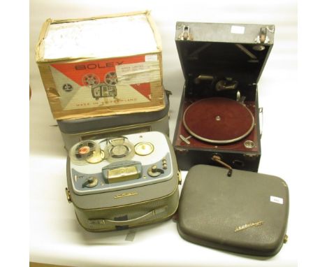 Grundig TK20 reel-to-reel player, Philips Type EL 3538 tape recorder, Bolex Paillard player and a Columbia gramophone (4) 